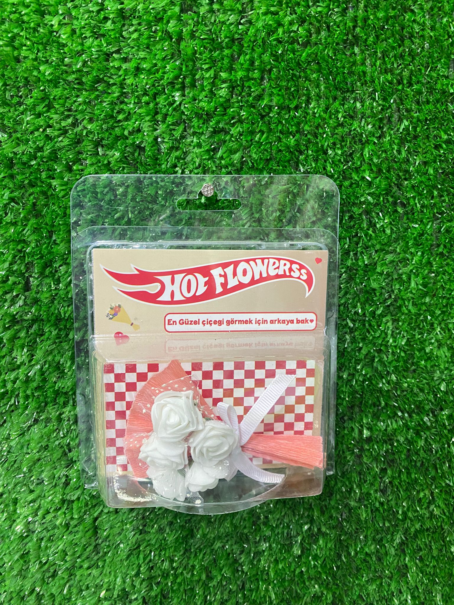 Aynalı Hot Flowers Mini Gül Buketi – Krem & Somon